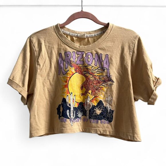Y2K Arizona Graphic Crewneck Oversized Cropped Tee Size L - Picture 1 of 6
